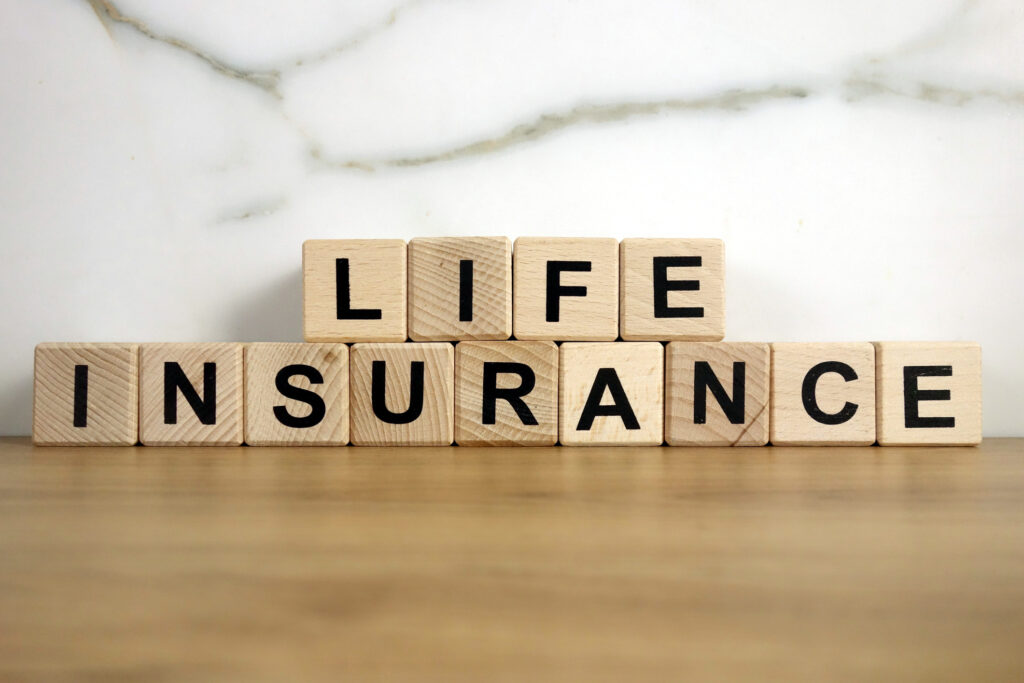 blocks that read "life insurance"