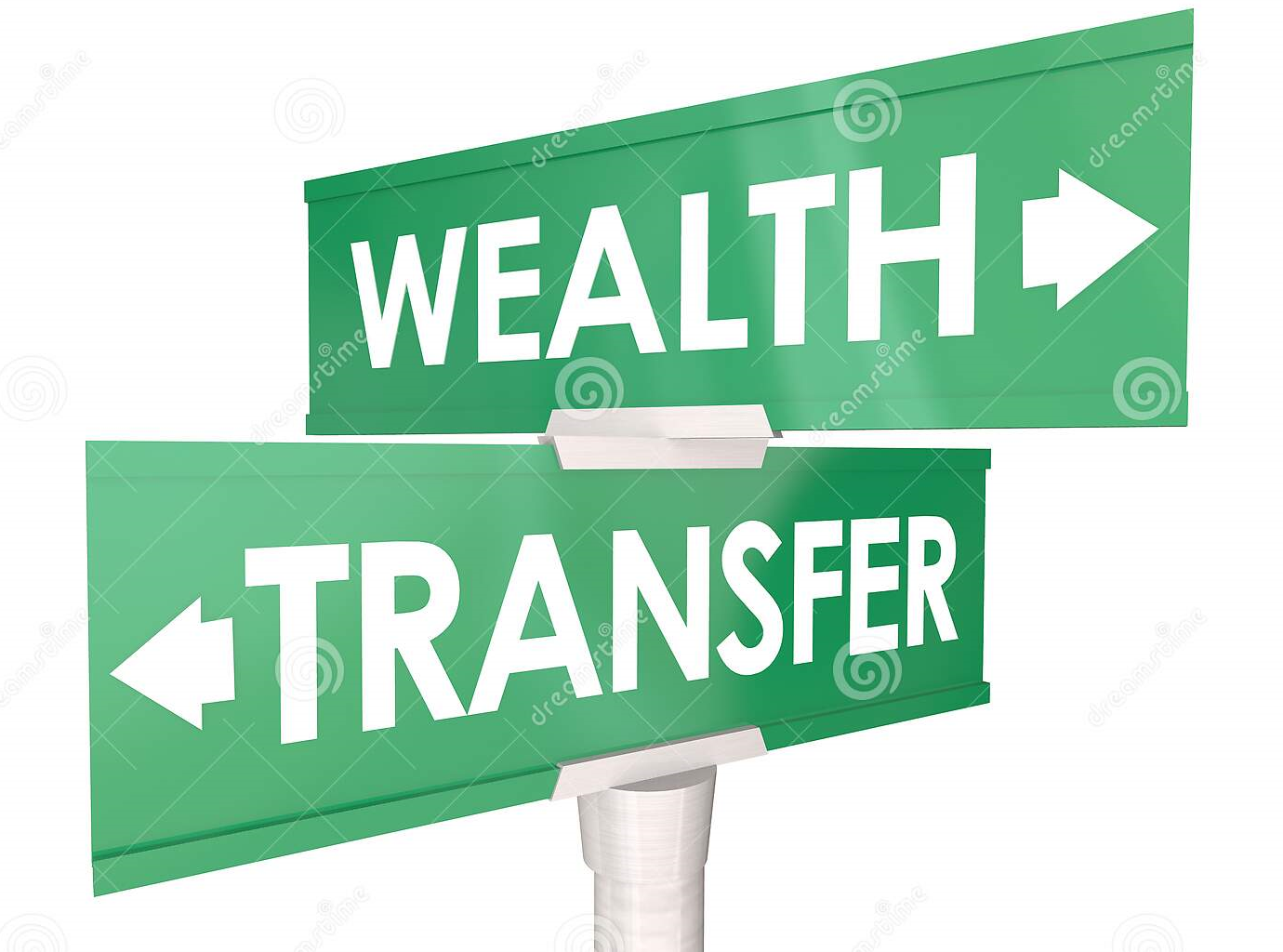 wealth transfer street sign graphic