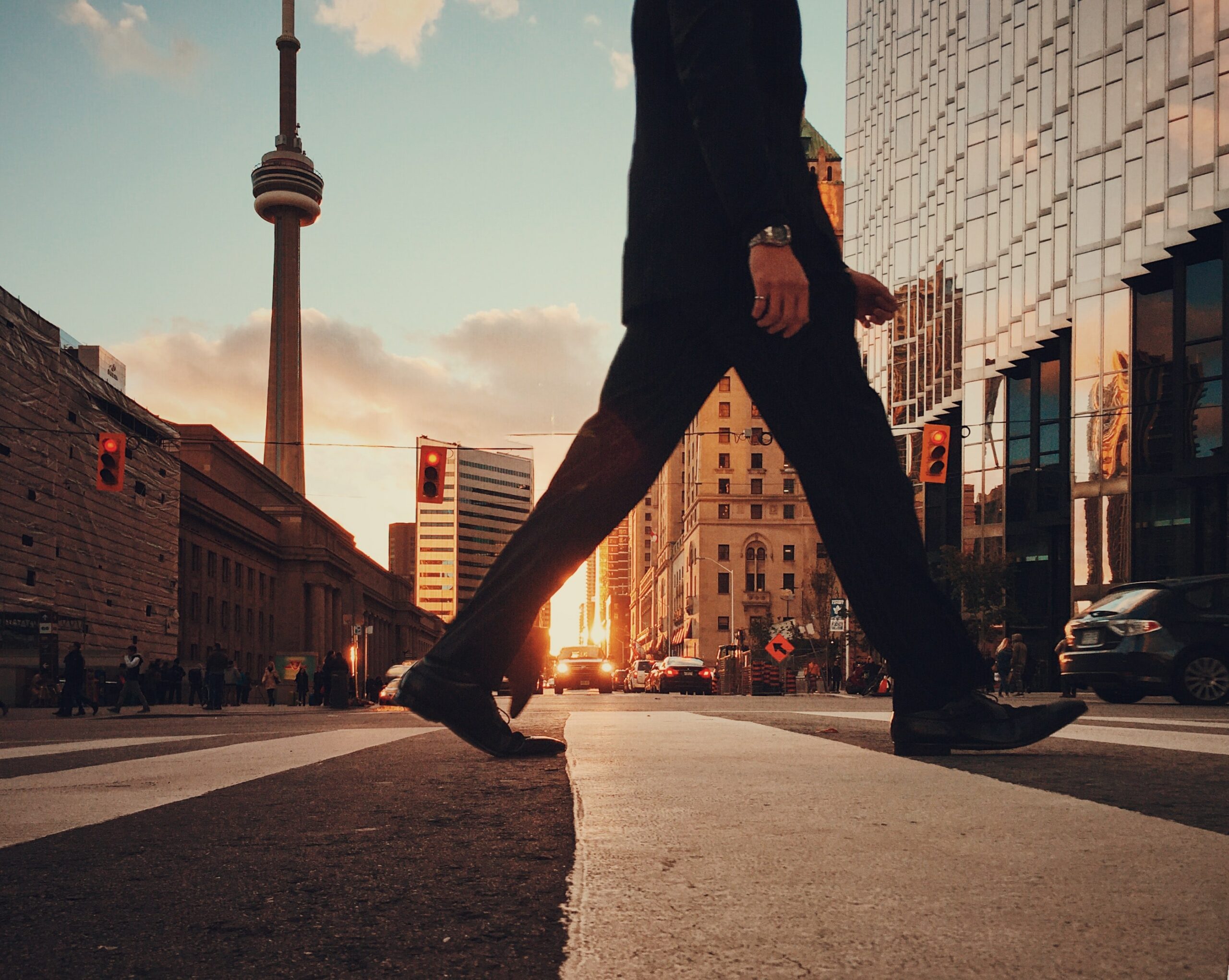 person walking on street in Toronto