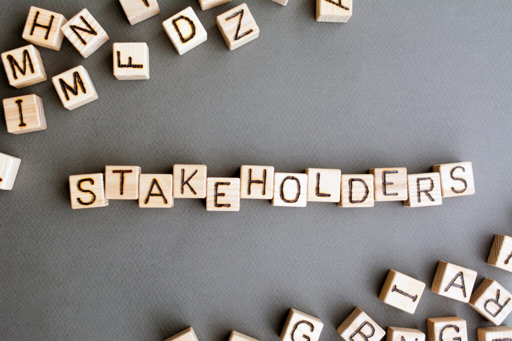 blocks that read "stakeholders"