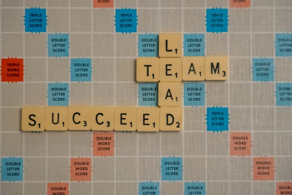 blocks that read "succeed" , "lead", and "team"